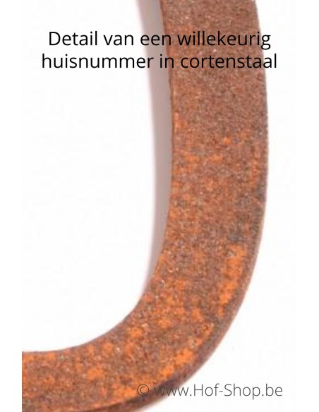 Huisnummer cortenstaal - detail