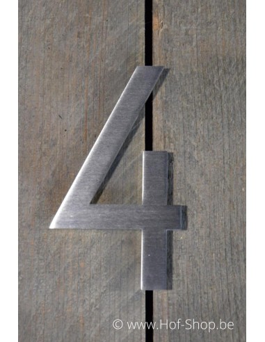 Nummer 4 met afstandshouders - inox 13 cm hoog (Rio)