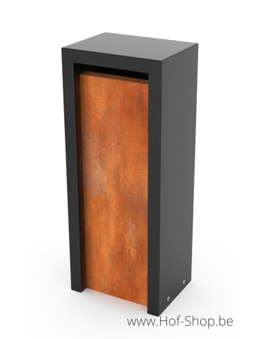 Litru Combo - Geroba boîte aux lettres noir avec acier corten