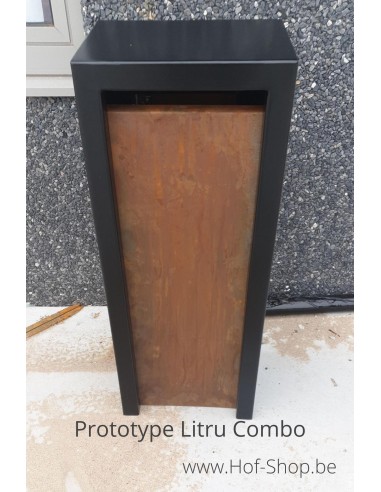 Litru Combo - Geroba boîte aux lettres noir avec acier corten