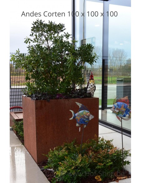 Carrez 100 x 100 x 100 cm - Jardinière Adezz en acier Corten