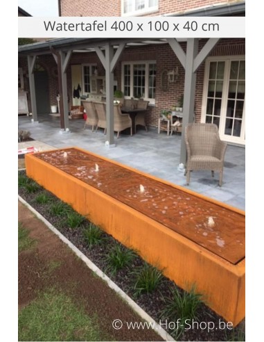 Table d'eau 400 x 100 x 40 - Adezz Table d'eau en acier corten
