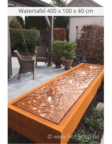 Table d'eau 400 x 100 x 40 - Adezz Table d'eau en acier corten