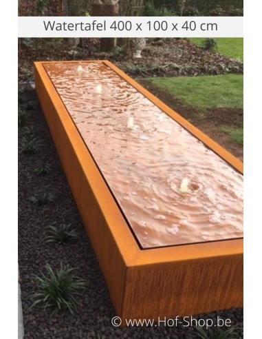 Table d'eau 400 x 100 x 40 - Adezz Table d'eau en acier corten