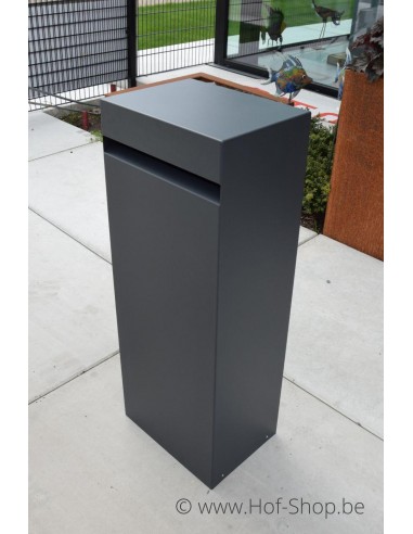 Archi Mini met knopcilinder RAL 7021 - pakketbus aluminium