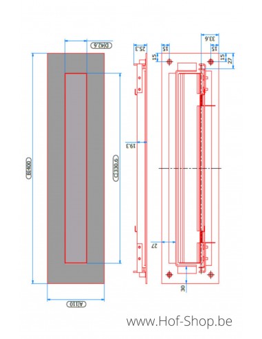 Integra 400 mm - Clapet de la boîte aux lettres pour affleurant aluminium