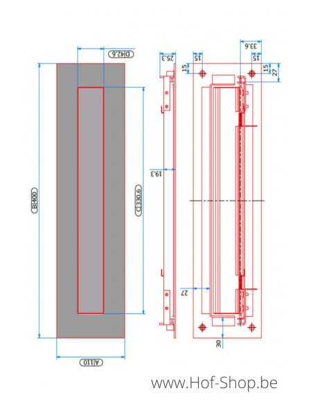 Brievenbusklep Integra 510/400 - briefplaat aluminium