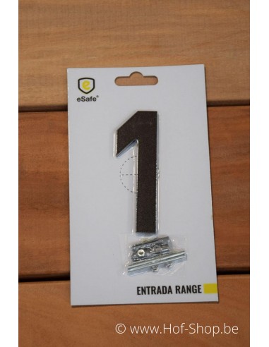 Nummer 1 zwart aluminium (10 cm hoog, 4 mm dik) - Entrada Range Huisnummer