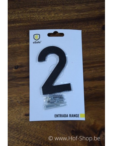 Nummer 2 zwart aluminium (10 cm hoog, 4 mm dik) - Entrada Range Huisnummer