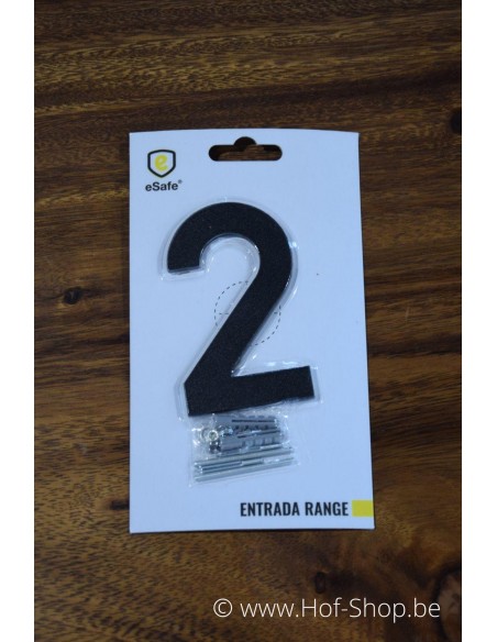 Nummer 2 zwart aluminium (10 cm hoog, 4 mm dik) - Entrada Range Huisnummer