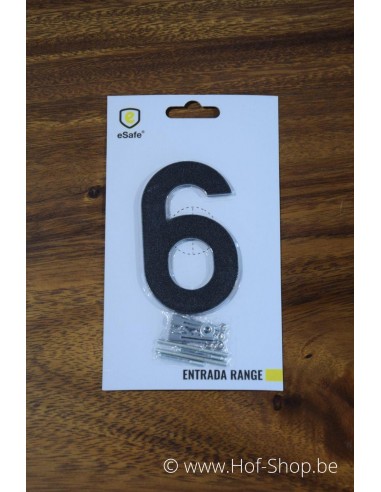 Nummer 6 zwart aluminium (10 cm hoog, 4 mm dik) - Entrada Range Huisnummer
