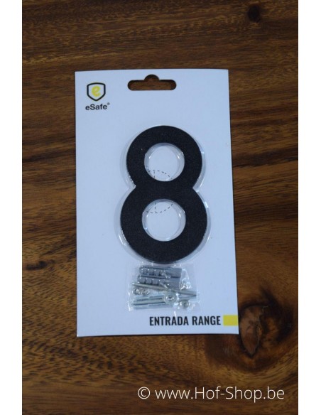 Nummer 8 zwart aluminium (10 cm hoog, 4 mm dik) - Entrada Range Huisnummerg, 4 mm dik) - Entrada Range Huisnummer