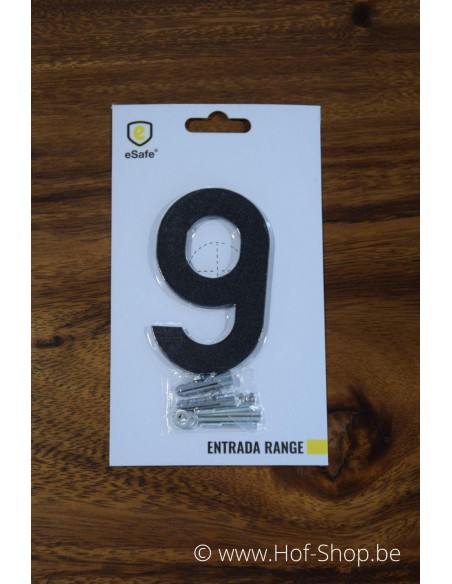 Nummer 9 zwart aluminium (10 cm hoog, 4 mm dik) - Entrada Range Huisnummerg, 4 mm dik) - Entrada Range Huisnummer