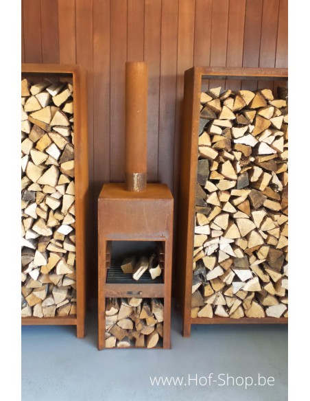 Logg 150 x 40 x 180 cm - Stockage du bois Adezz en acier corten