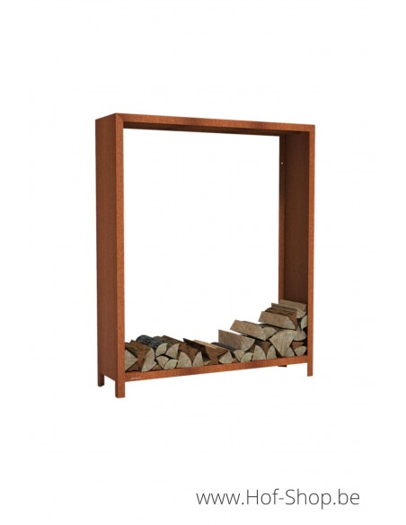 Houtopslag 150 x 40 x 180 cm - wood storage in cortenstaal