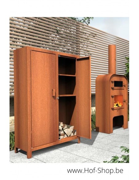 Logg - Stockage du bois Adezz en acier corten avec portes