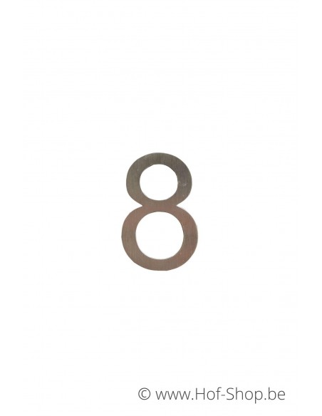 Nummer 8 - inox 5 cm hoog (Ari)