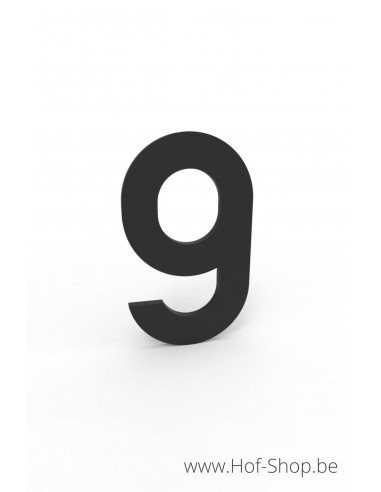 Nummer 9 zwart aluminium (10 cm hoog, 4 mm dik) - Entrada Range Huisnummer