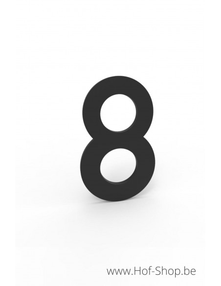 Nummer 8 zwart aluminium (10 cm hoog, 4 mm dik) - Entrada Range Huisnummer