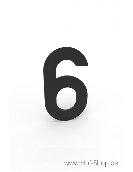 Nummer 6 zwart aluminium (10 cm hoog, 4 mm dik) - Entrada Range Huisnummer
