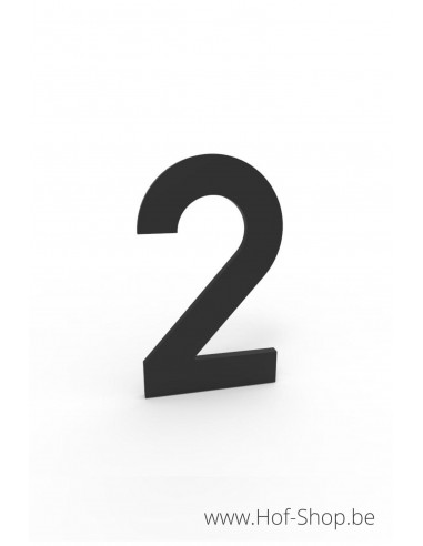 Nummer 2 zwart aluminium (10 cm hoog, 4 mm dik) - Entrada Range Huisnummer