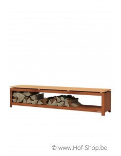 Houtopslag 200 x 40 x 43 cm - wood storage in cortenstaal