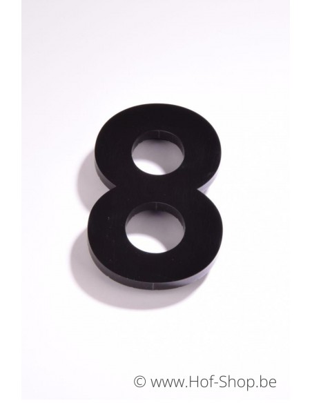 Nummer 8 Plexie - zwart glossy 12 cm hoog Huisnummer
