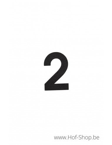 Nummer 2 -  zwart aluminium 5 cm hoog (huisnummer 'fuji' KatoDesign)