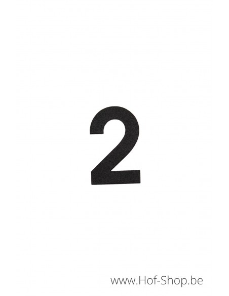 Nummer 2 -  zwart aluminium 5 cm hoog (huisnummer 'fuji' KatoDesign)