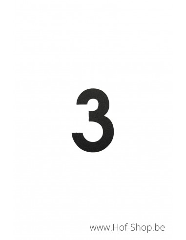 Numéro 3 - aluminium noir de 5 cm de haut (numéro de maison 'fuji' KatoDesign)