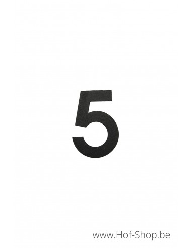 Nummer 5 - zwart aluminium 5 cm hoog (huisnummer 'fuji' KatoDesign)