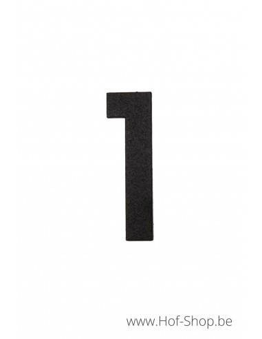 Nummer 1 - zwart aluminium 8 cm hoog (huisnummer 'fuji' KatoDesign)