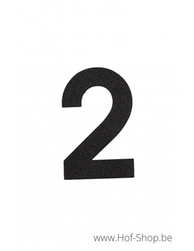 Nummer 2 - zwart aluminium 8 cm hoog (huisnummer 'fuji' KatoDesign)