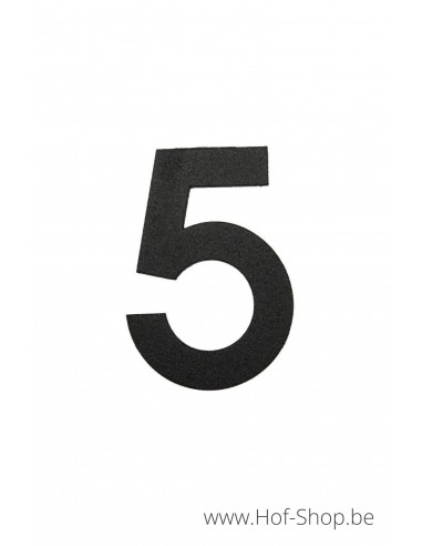 Nummer 5 zwart aluminium 8 cm hoog (huisnummer 'fuji' KatoDesign)
