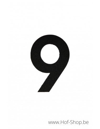Nummer 9 - zwart aluminium 8 cm hoog (huisnummer 'fuji' KatoDesign)