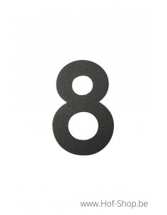Nummer 8 - zwart aluminium 8 cm hoog (huisnummer 'fuji' KatoDesign)