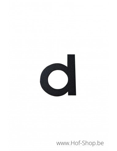 Letter d - zwart aluminium 5 cm hoog (huisnummer 'fuji' KatoDesign)
