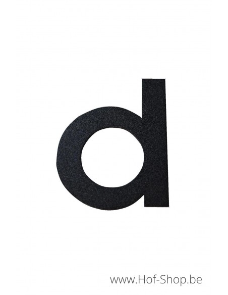 Letter d - zwart aluminium 8 cm hoog (huisnummer 'fuji' KatoDesign)