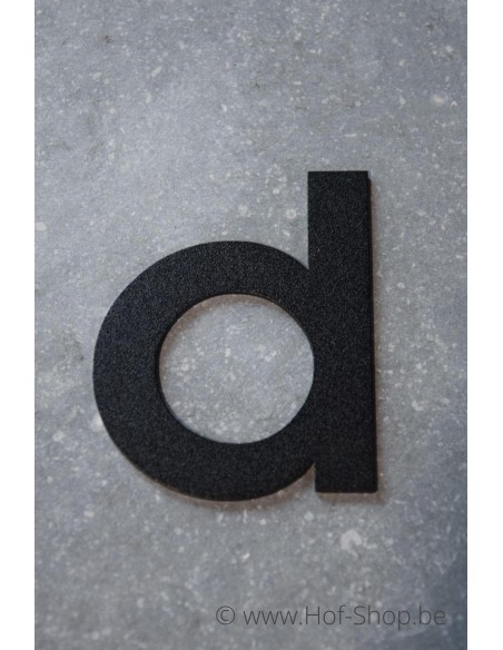Letter d - zwart aluminium 8 cm hoog (huisnummer 'fuji' KatoDesign)