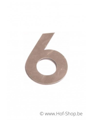 Numéro 6 - acier inoxydable de 8 cm de haut (numéro de maison 'fuji' KatoDesign)