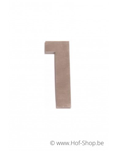 Nummer 1 - inox 8 cm hoog (huisnummer 'fuji' KatoDesign)