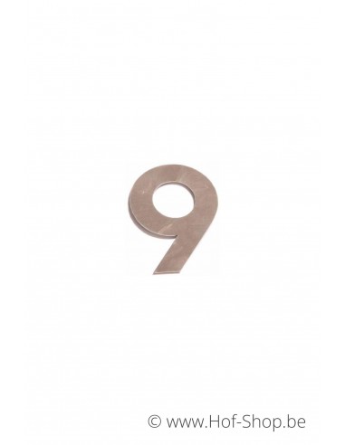 Numéro 9 - acier inoxydable de 5 cm de haut (numéro de maison 'fuji' KatoDesign)