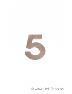 Nummer 5 - inox 5 cm hoog (huisnummer 'fuji' KatoDesign)