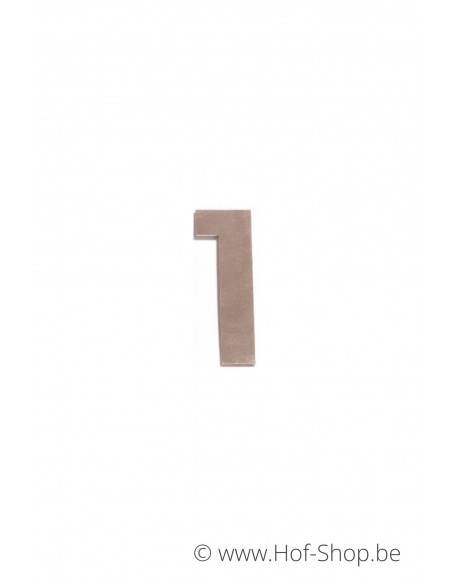 Numéro 1 - acier inoxydable de 5 cm de haut (numéro de maison 'fuji' KatoDesign)