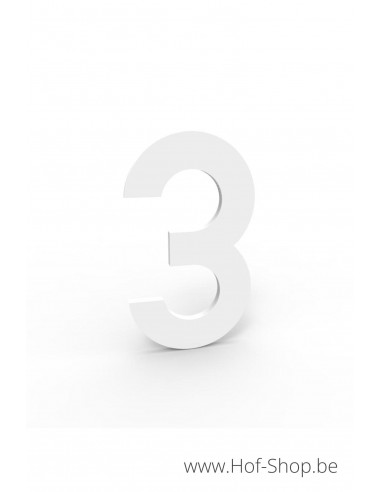 Numéro 3 - blanc aluminium 10 cm de haute (Numéro de maison Albo)