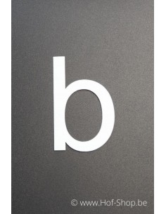 Letter b - wit aluminium 10 cm hoog (Huisnummer 'Ari') OP is OP