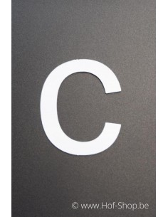 Letter c - wit aluminium 10 cm hoog (Huisnummer 'Ari') OP is OP