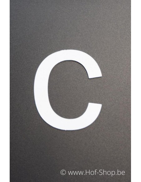Letter c - wit aluminium 10 cm hoog (Huisnummer 'Ari') OP is OP