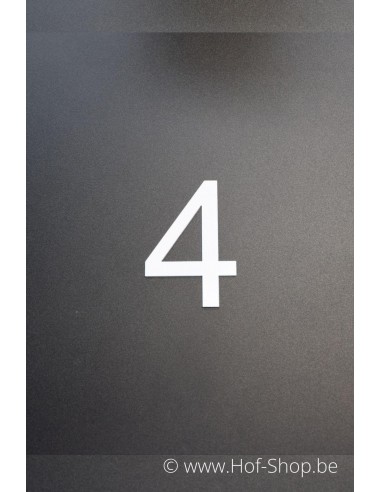 Nummer 4 - wit aluminium 5 cm hoog (Huisnummer 'Ari') OP is OP