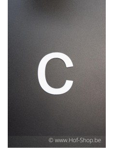 Letter c - wit aluminium 5 cm hoog (Huisnummer 'Ari') OP is OP